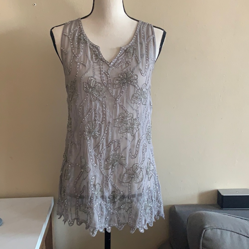 Alice + Olivia Silk Embellished Blouse